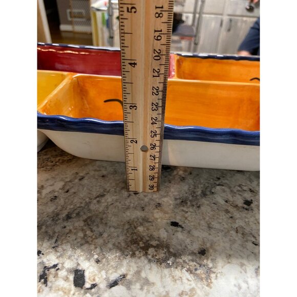 Toscana Casa Elite Divided Hand Painted Ceramic Tray Artisan Tuscan Floral - Picture 5 of 9